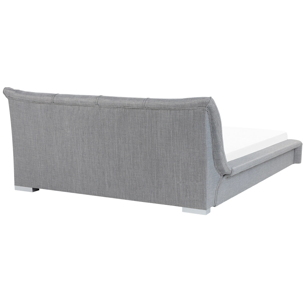 Letto Imbottito Grigio con Rete a Doghe Cuciture Decorative 180 x 200 cm