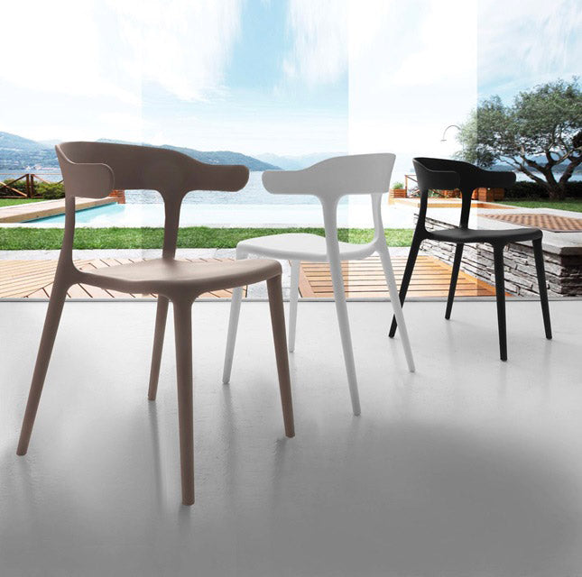 Set 4 Sedie Impilabili 50x75,5x52 cm in Polipropilene New America Tortora