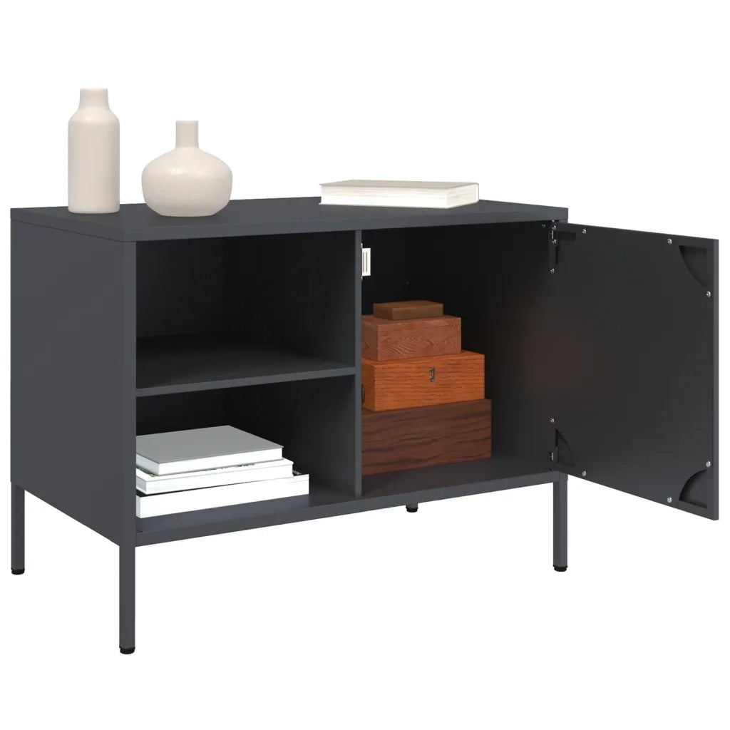Mobili TV 2pz-Set di 2 Credenza per TV Antracite 68x39x50,5 cm in Acciaio 509918