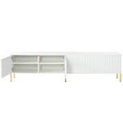 Mobile TV bianco 190x38x48 cm con gambe dorate e porte scanalate