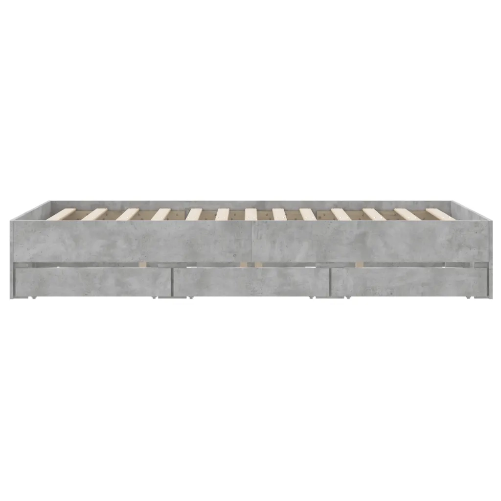 Letto matrimoniale | Letto per adulti | Giroletto Cassetti Grigio Cemento 135x190 cm Legno Multistrato