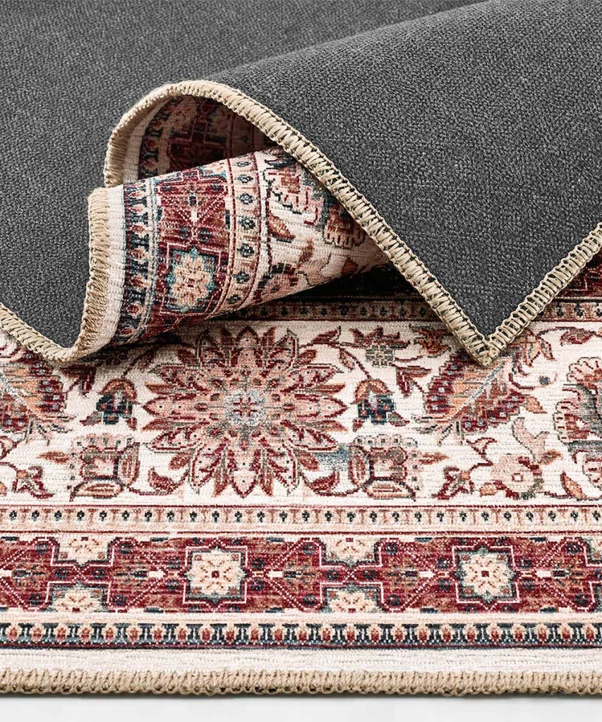 Tappeto arredo casa NAIN 01 rosso cm.160X230 riproduzione disegno orientale classico in stile persiano. Tappeto lavabile e antiscivolo per salotto, soggiorno, camera da letto.