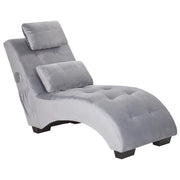 Chaise longue Altoparlante Bluetooth integrato in velluto grigio Caricatore USB Design moderno Divano curvo per 1 persona Soggiorno