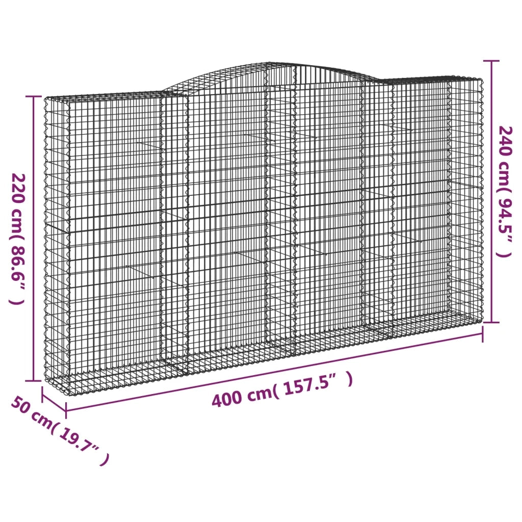Cesto Gabbione ad Arco 400x50x220/240 cm Ferro Zincato 153541