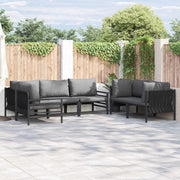 Set Divano da Giardino con cuscino 6 pcs Nero Acciaio 3378987