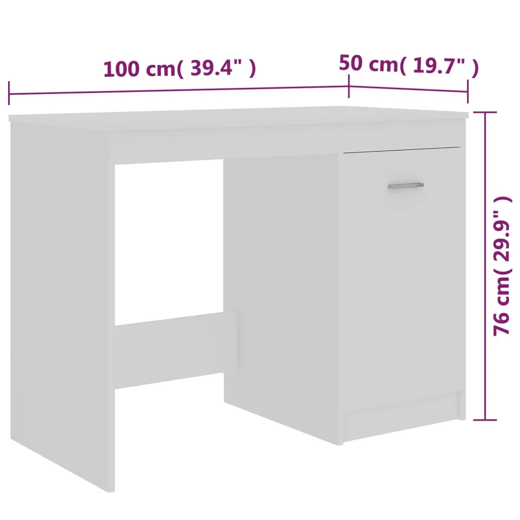 Scrivania | Tavolo da Ufficio Bianca 100x50x76 cm in Legno Multistrato