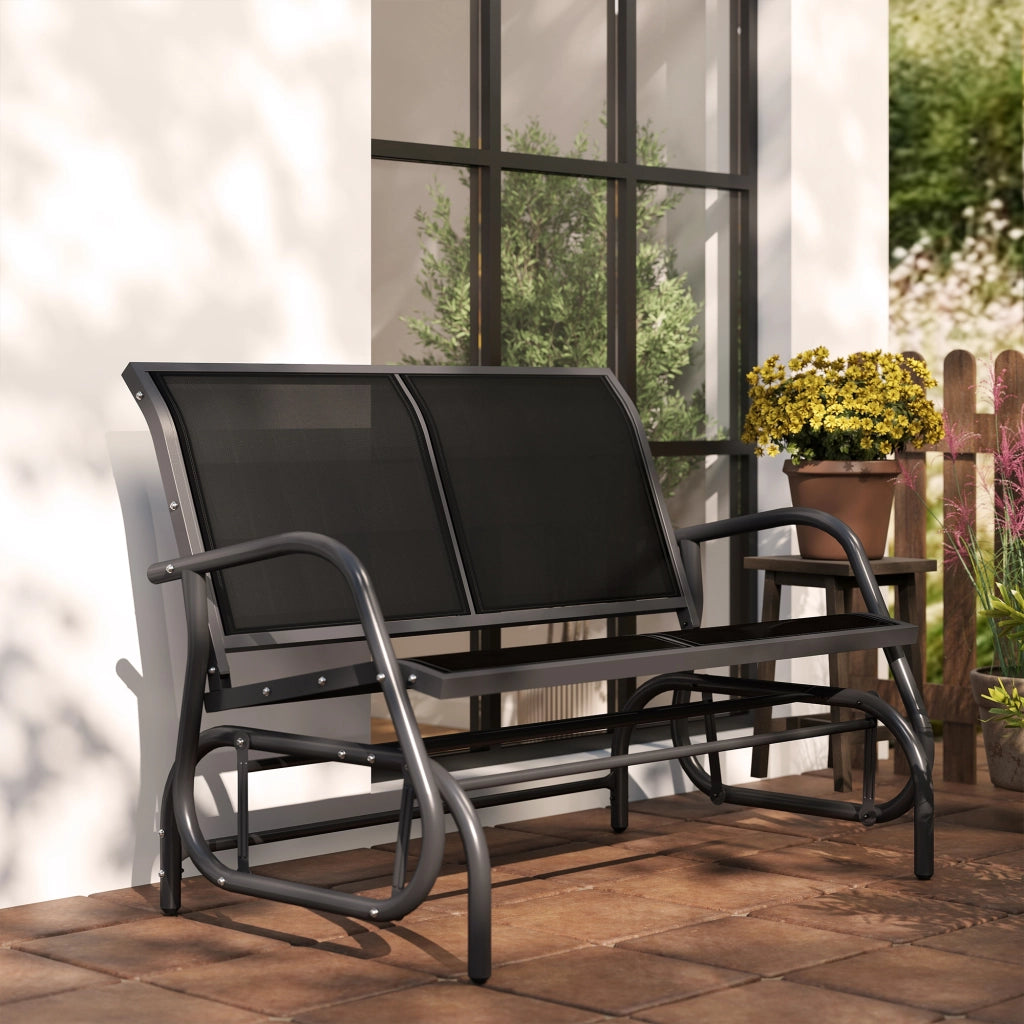 Poltrona a Dondolo per Giardino con Schienale ¨C zephmum ¨C 120x70x85 cm Nero
