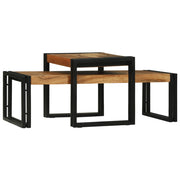 Set di 2 Tavolini da CaffÃ¨ in Legno Massello di Acacia