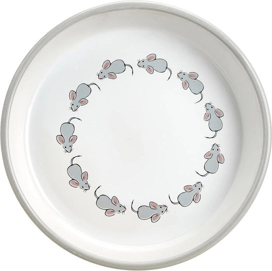 Bowl a mano ceramica decorato con topi in bianco, 200ml, diametro 16cm