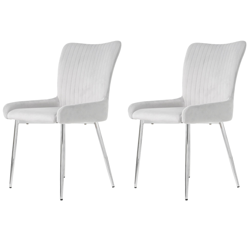 Set di 2 sedie da pranzo in velluto grigio con gambe in metallo, comode e facili da montare