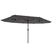 Parasole da giardino esterno doppio ¨C zephmum ¨C grigio acciaio poliestere 4.6x2.7x2.4 m