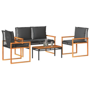 Set Divani da Giardino 4 pz con Cuscini Nero in Polyrattan