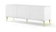 MOBILE RAVENNA C DIAMOND MDF HG PORTA TV 3D 150 BIANCO OPACO GAMBE BIANCO LUCIDO ORO