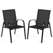 Sedie da giardino per patio con braccioli curvi tessuto facile da asciugare telaio in metallo, Sedie da bistrot Nero-Poltrone e sdraio