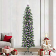 Albero di Natale Artificiale Sottile Verde e Bianco 240 cm