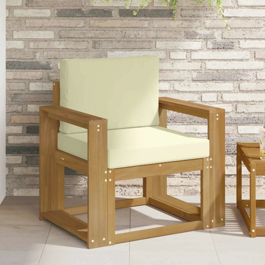 2 Pezzo Set di divani da esterno Poliestere Bianco e Crema