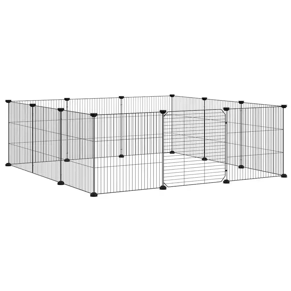 Gabbia per Animali 12 Pannelli con Porta Nero 35x35 cm Acciaio cod mxl 53723