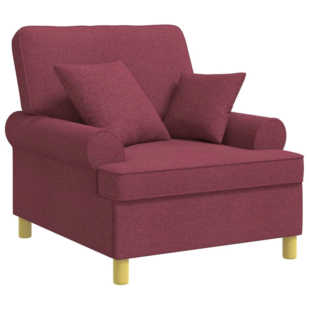 Poltrona XL con Cuscini Rosso Vino Tessuto 42043486
