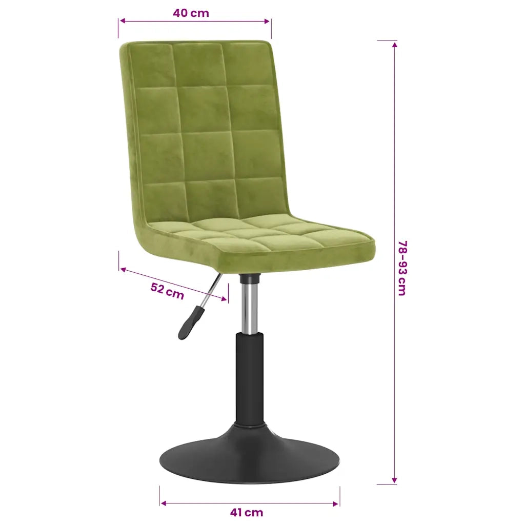 Sedie da Pranzo Girevoli 2 pz Verde Chiaro in Velluto