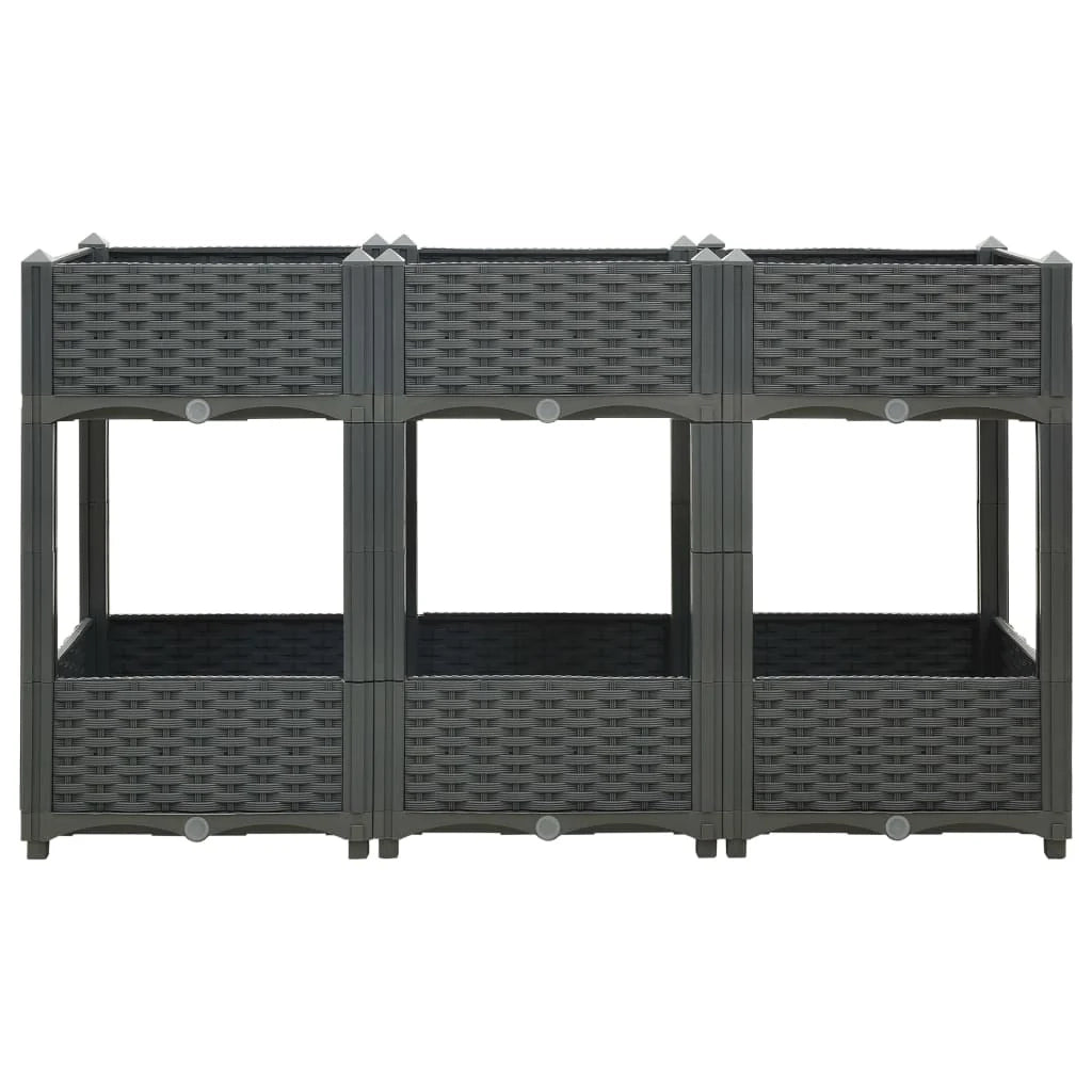 Fioriera rialzata per piante e fiori giardino 120 x 40 x 71 cm polipropilene grigio scuro 02_0000908