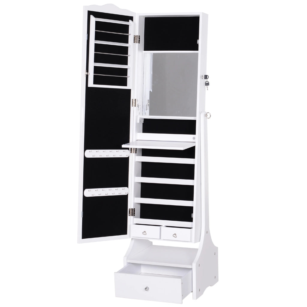 Armadio Portagioie con Specchio e Cassettiera ¨C zephmum ¨C Bianco 45x36x150 cm