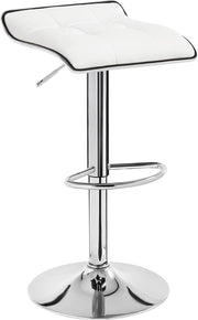Sgabello da Cucina/Bar, Sedia da Bancone con Poggiapiedi, Altezza Regolabile, Girevole a 360°, Rivestimento in PU, Struttura in Metallo, per Cucina, Soggiorno, Bar, Caffè, Bianco