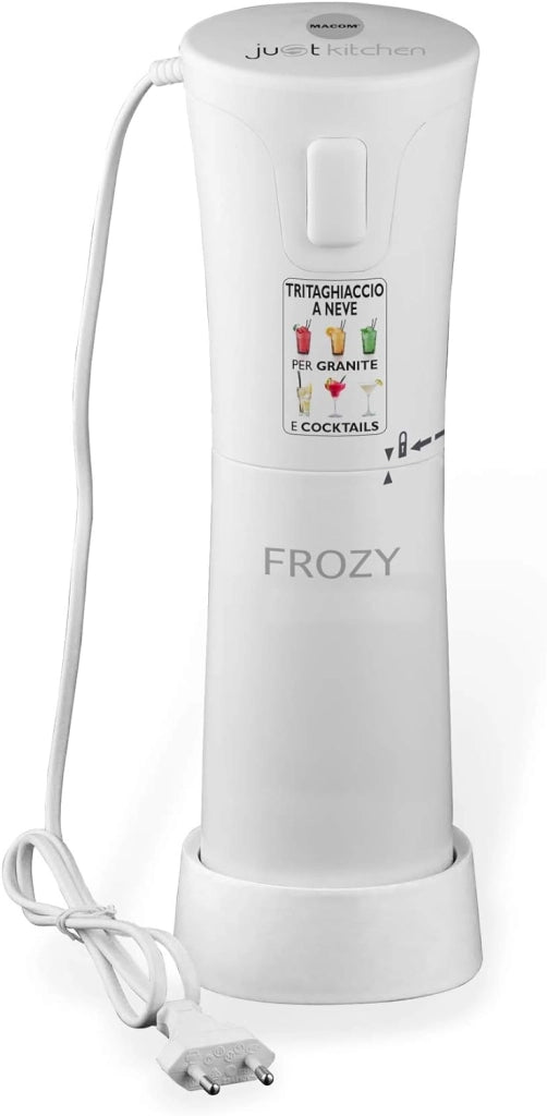 Macom just kitchen 861 frozy ice crusher tritaghiacchio elettrico per granite e cocktail, 30 w, 56 decibel, plastica, bianco