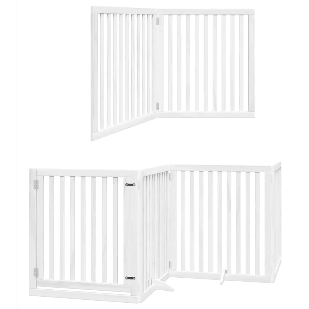 Cancello Cani Porta Pieghevole Bianco 6 Pannelli 480 cm Pioppo 3155677