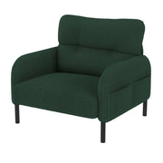 Poltrona con Seduta Profonda e Tasche Laterali; Schienale Ergonomico; in Velluto a Coste; Smeraldo