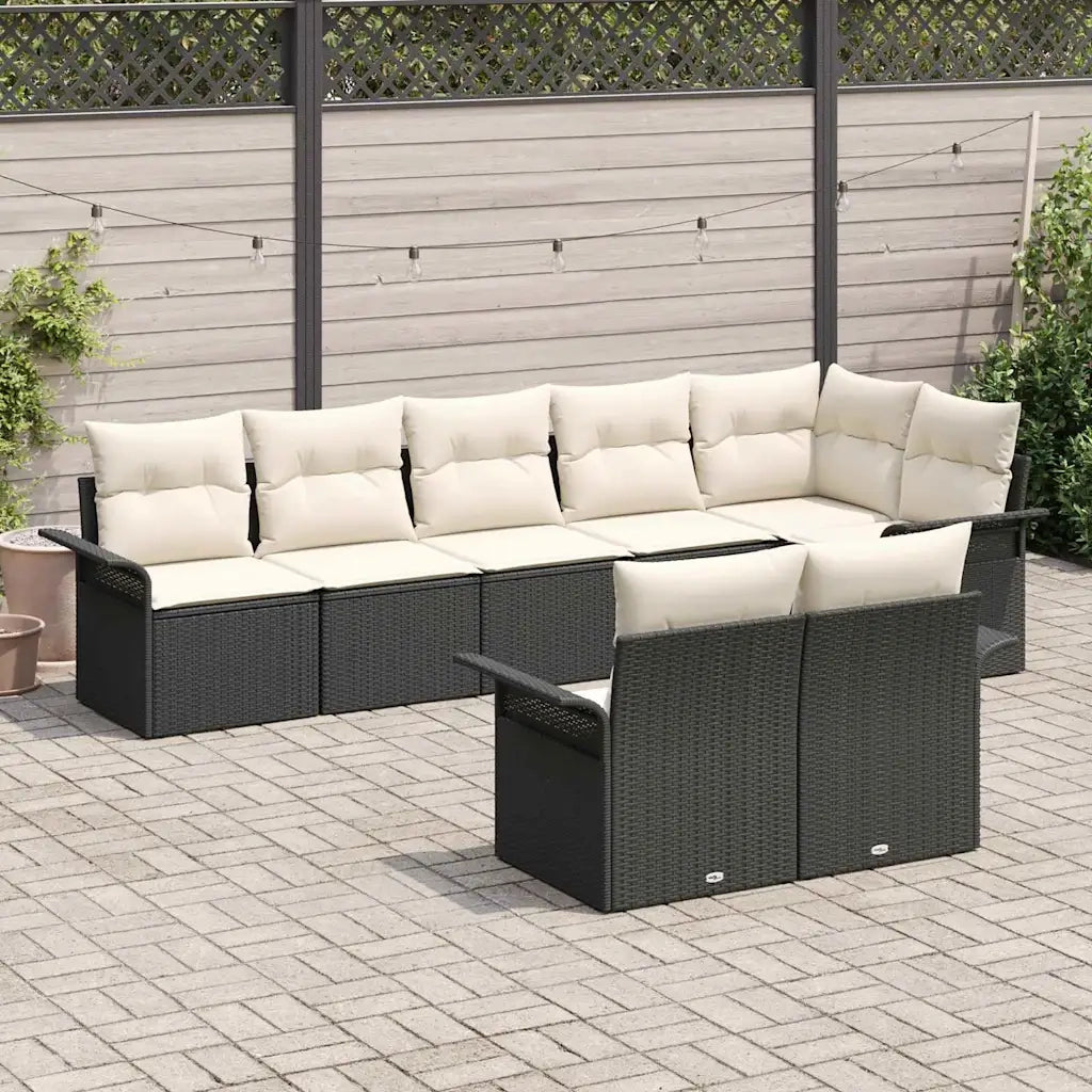 Set Divano da Giardino con archiviazione 8 pcs Nero polyrattan 3354076