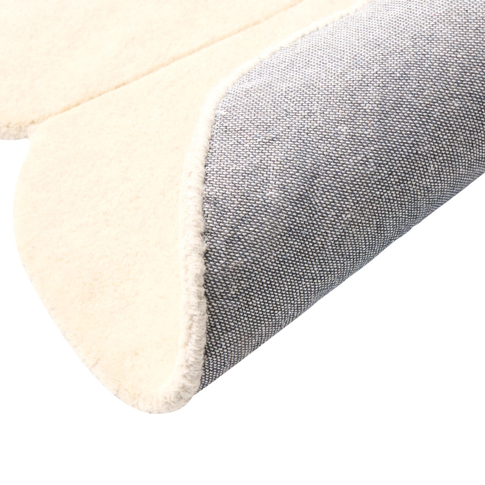 Tappeto rotondo in lana beige 140 cm tuftato a mano con motivo floreale