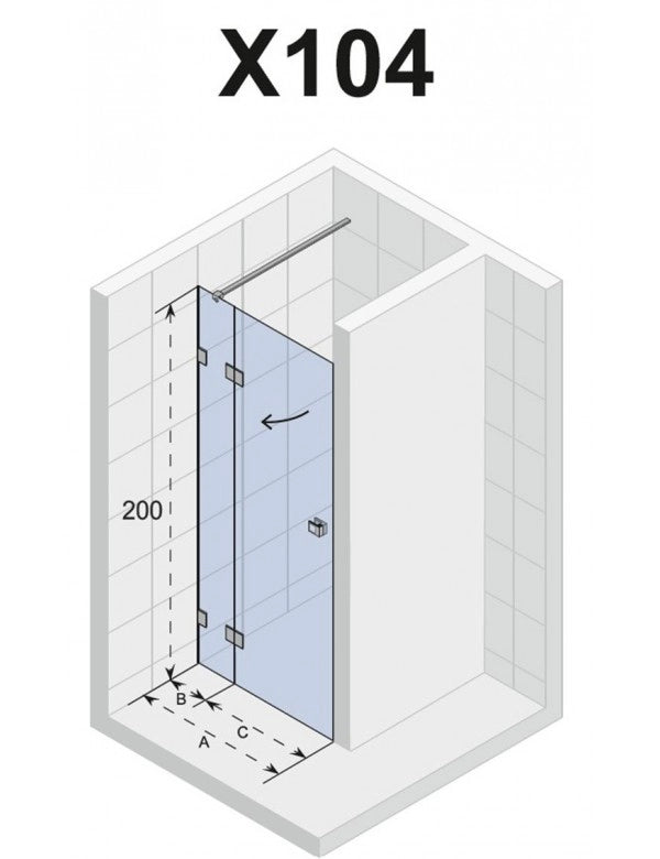 Porta doccia a battente sinistra con cerniere nere SCANDIC NXT 104 RIHO 120x200 cm
