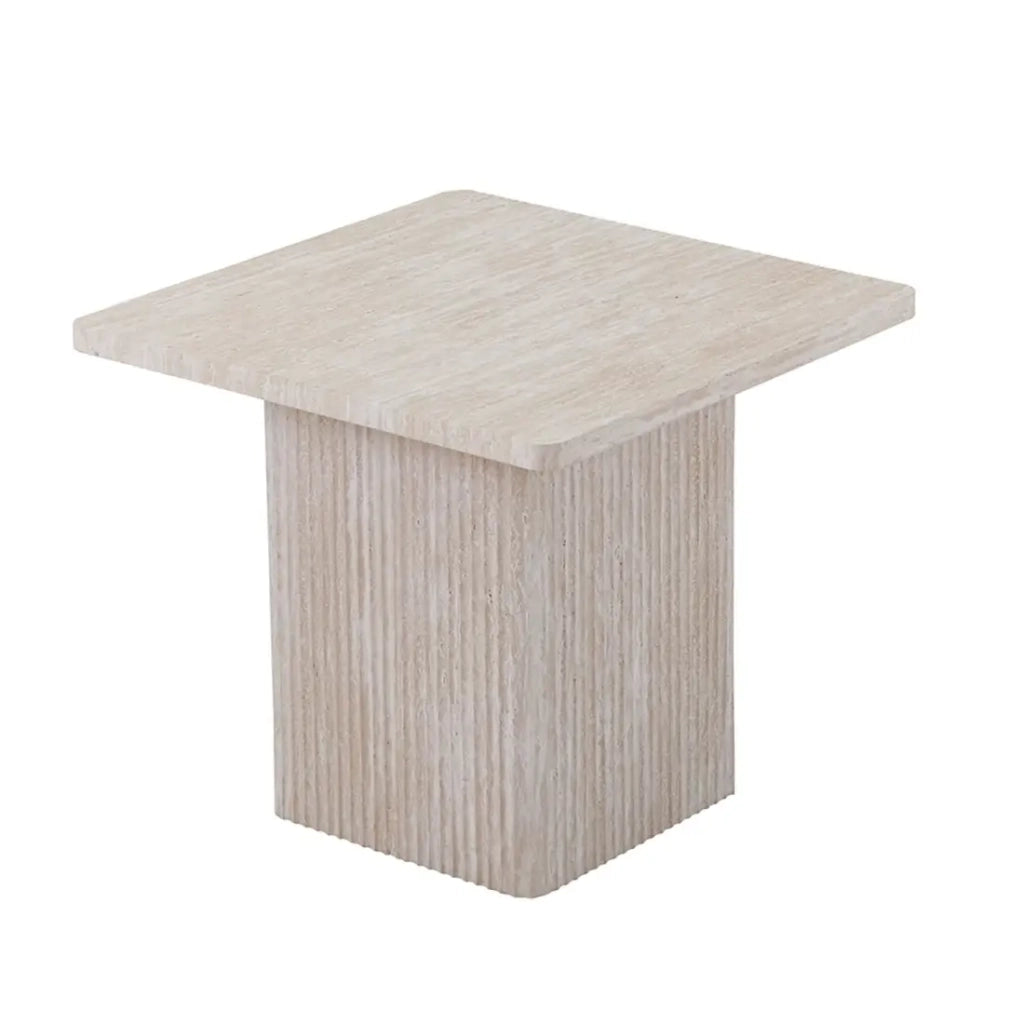 Set 2 tavolini nidificati EDEN – Travertino beige – H52/42 x L80/60 x P80/60 cm – Stile moderno