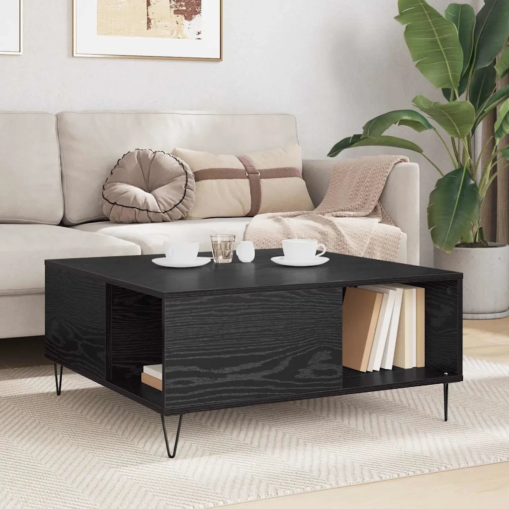 Tavolino da salotto Rovere Nero 80 x 80 x 36,5 cm 881668