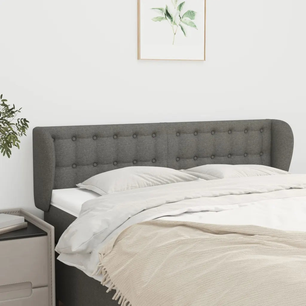 Testiera ad Orecchio-Testata con Orecchie Grigio Scuro 147x23x78/88 cm in Tessuto 253067