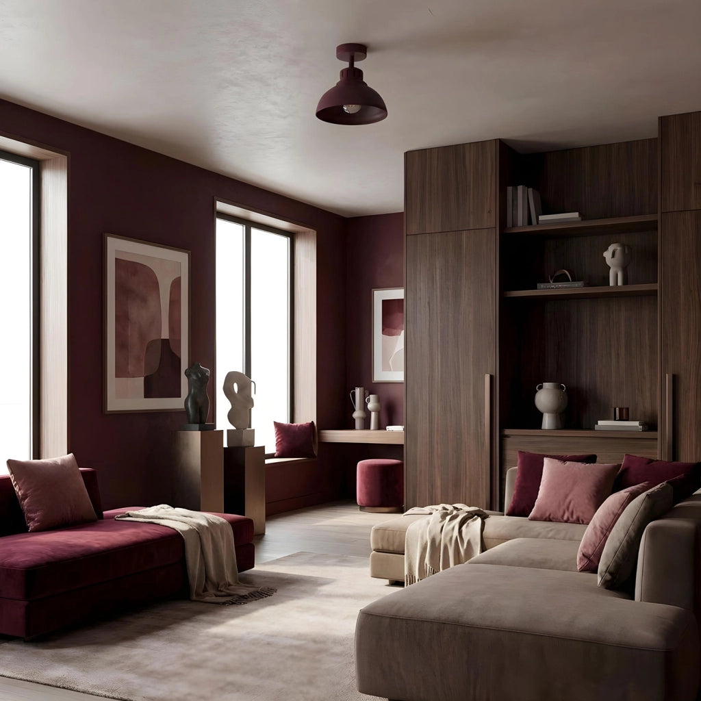 Plafoniera moderna Sven 1xE27 bordeaux metallo IP20