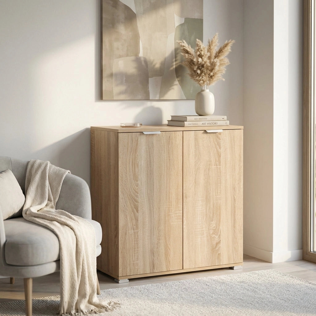 Armadietto da Bagno con 2 ante in Legno Composito cm 75x38x85 - PAUL