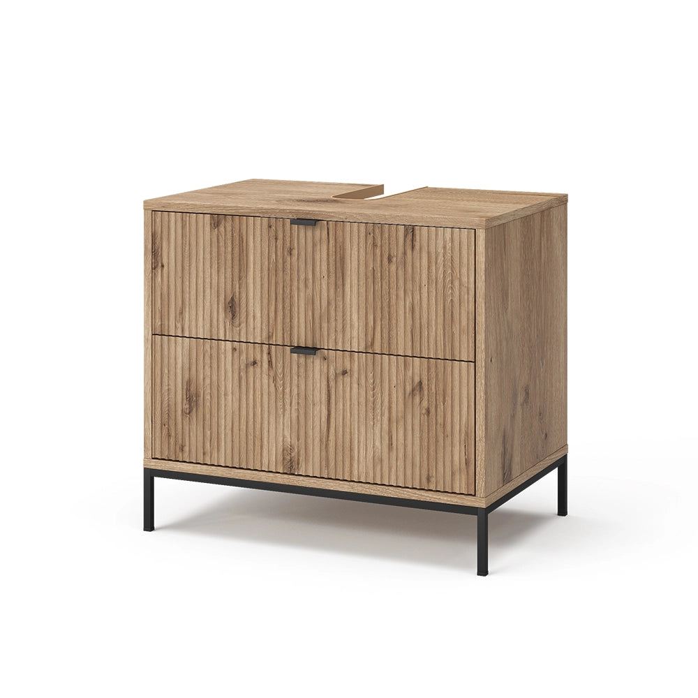 Vicco Mobile sottolavabo per bagno Quercia vichinga 70 x 63 cm Con 2 cassetti estraibili