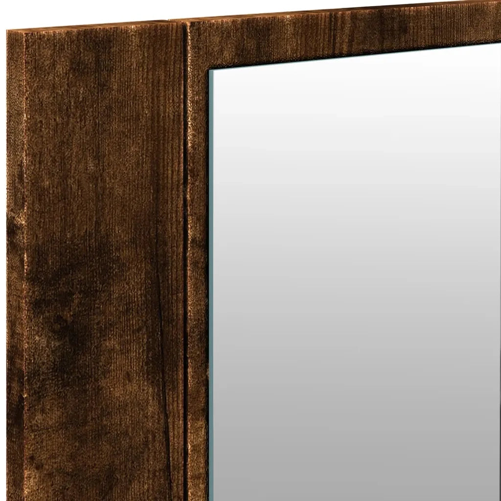 Armadietto a Specchio | Armadio da bagno con LED Rovere Fumo 100x12x45 cm