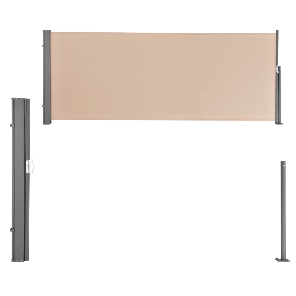 Tenda per balcone laterale acciaio poliestere 120 x 300 cm sabbia 03_0006572