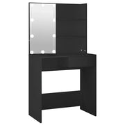 Toeletta | Tavolo da Trucco con LED Nera 74,5x40x141 cm