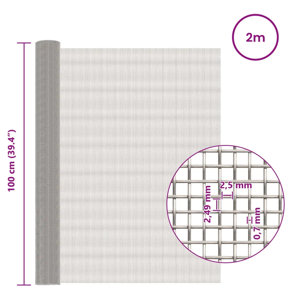 Rete per schermatura 100 x 200 cm 8 Mesh Argento 42039674