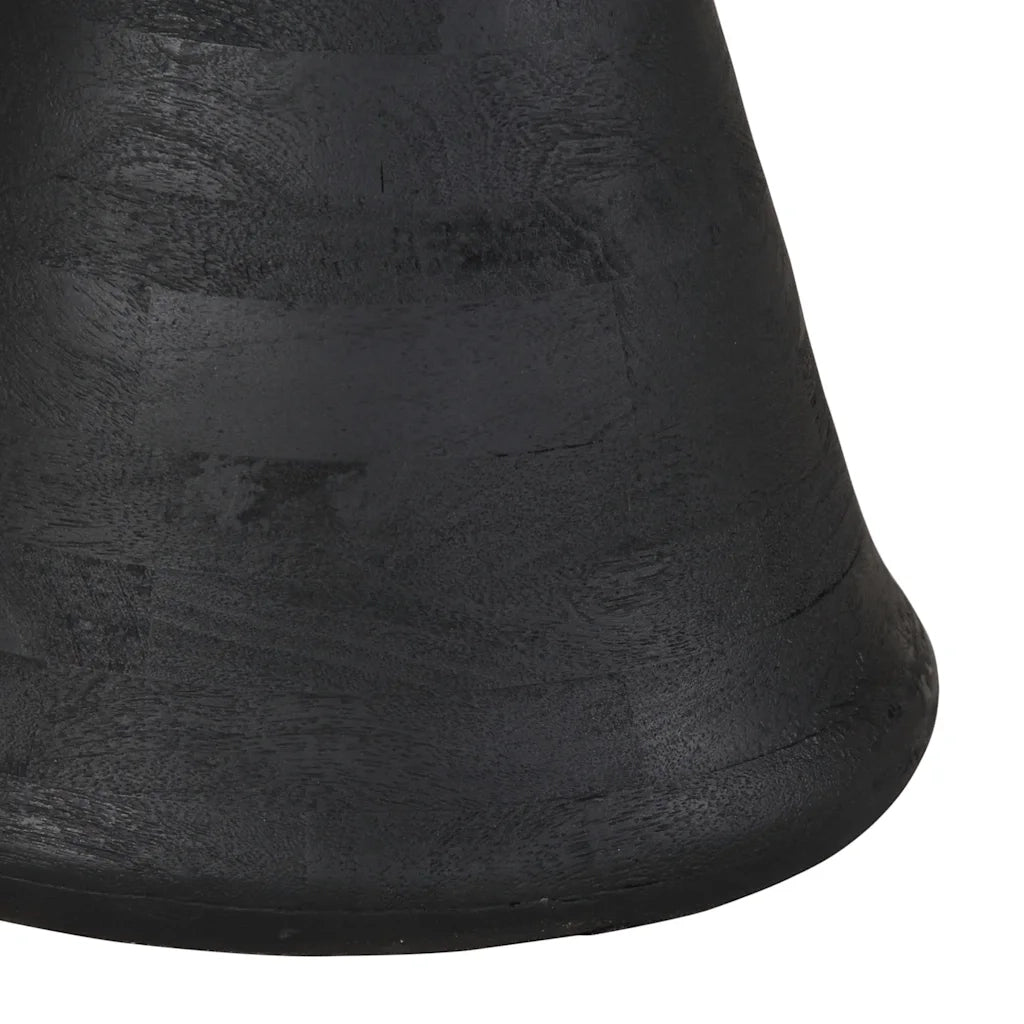 Tavolino da Salotto Nero Ã˜50x40 cm in Legno Massello di Mango