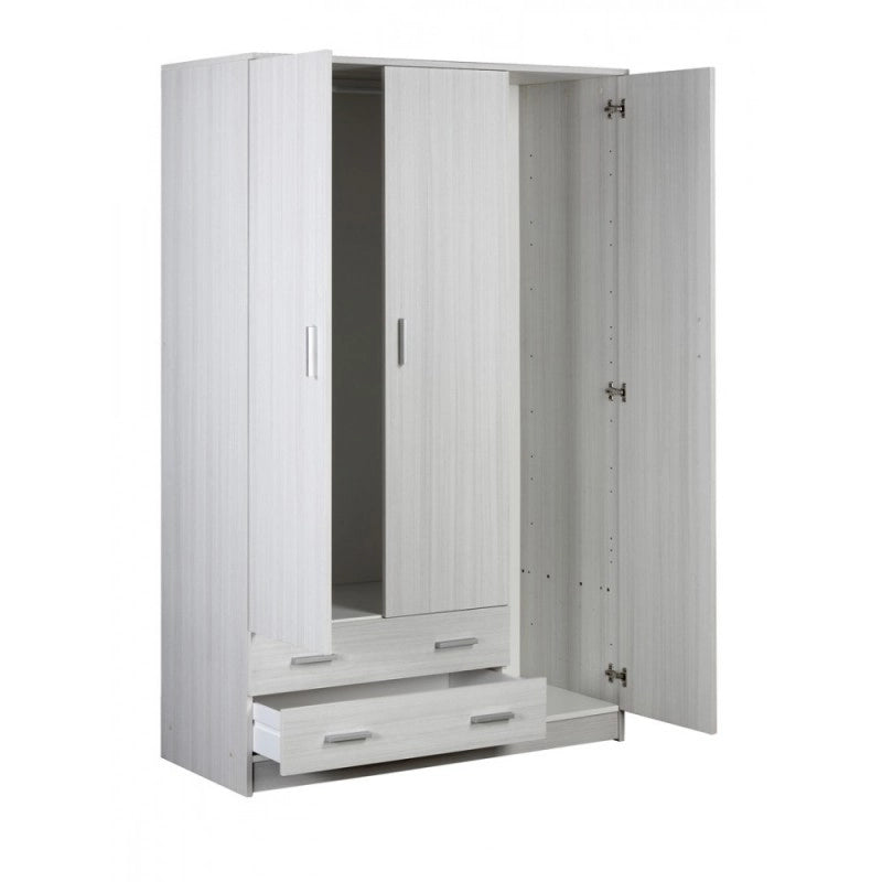 Armadio tre ante due cassetti Bianco 115x52x h180 cm