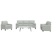 Set di Divani 3 pz con Cuscini e Rinforzi Grigio Chiaro Velluto 3278371