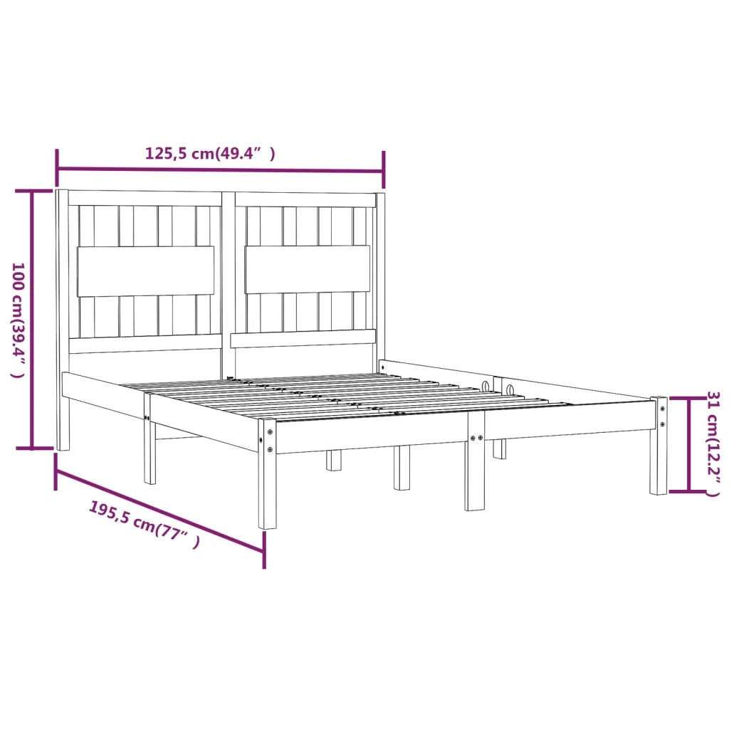 Giroletto-Struttura Letto in Legno Massello di Pino 120x190cm Small Double 735549