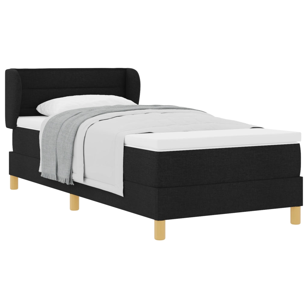 Letto Box Spring con Materasso  Nero 90x200 cm Tessuto