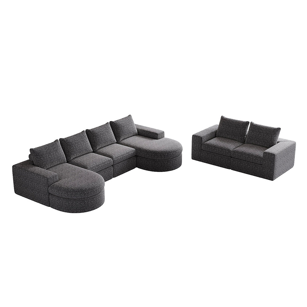 Set 2 pezzi - Xylo - divano chenille modulabile componibile forma L
