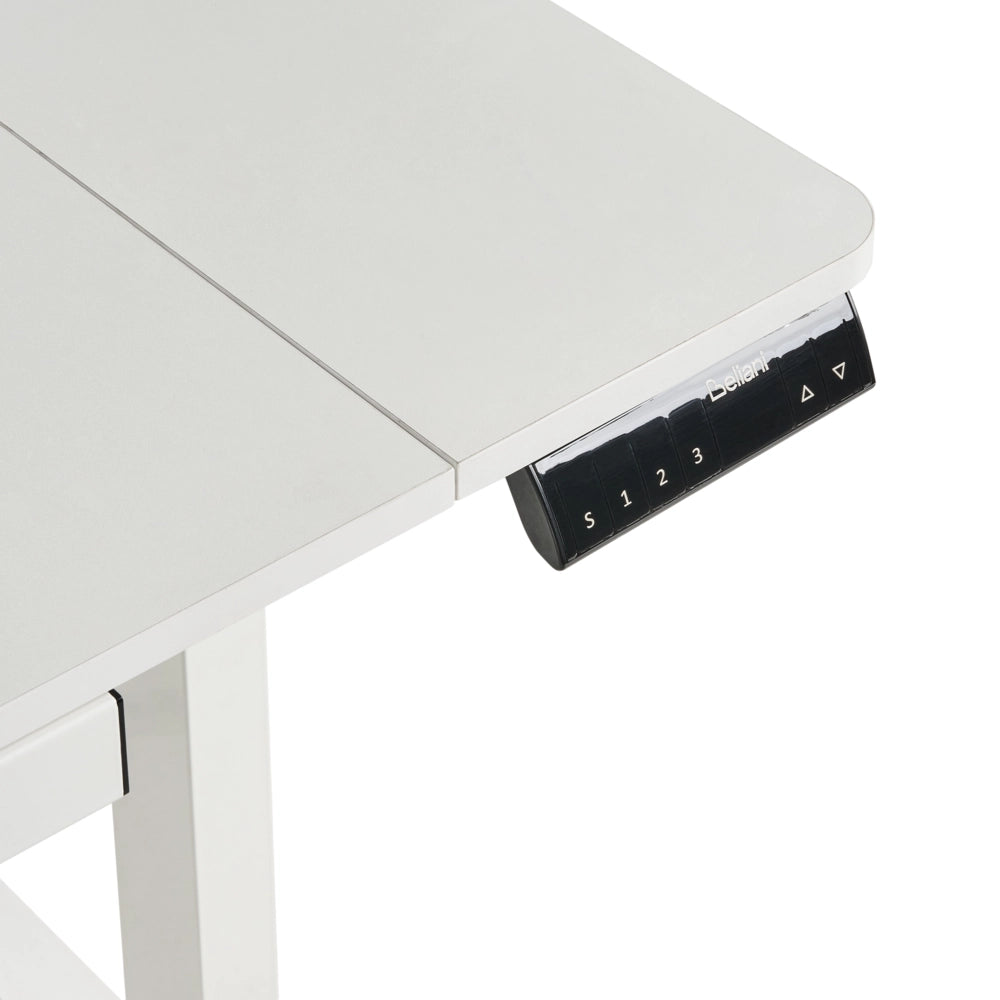 Scrivania regolabile elettricamente Piano bianco Struttura e gambe in acciaio 120 x 60 cm Stand and Sit Tappetino per mouse Design moderno