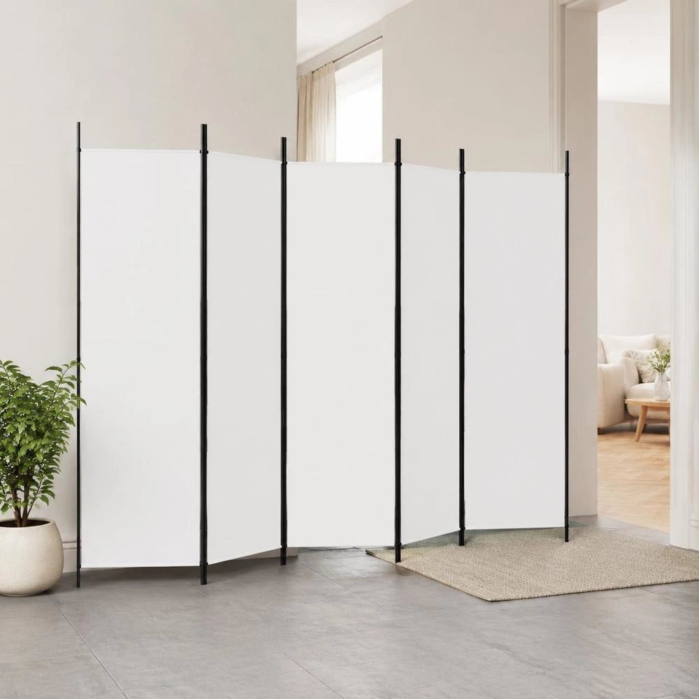 6-piece White Fabric Room Divider, 300x200 Cm